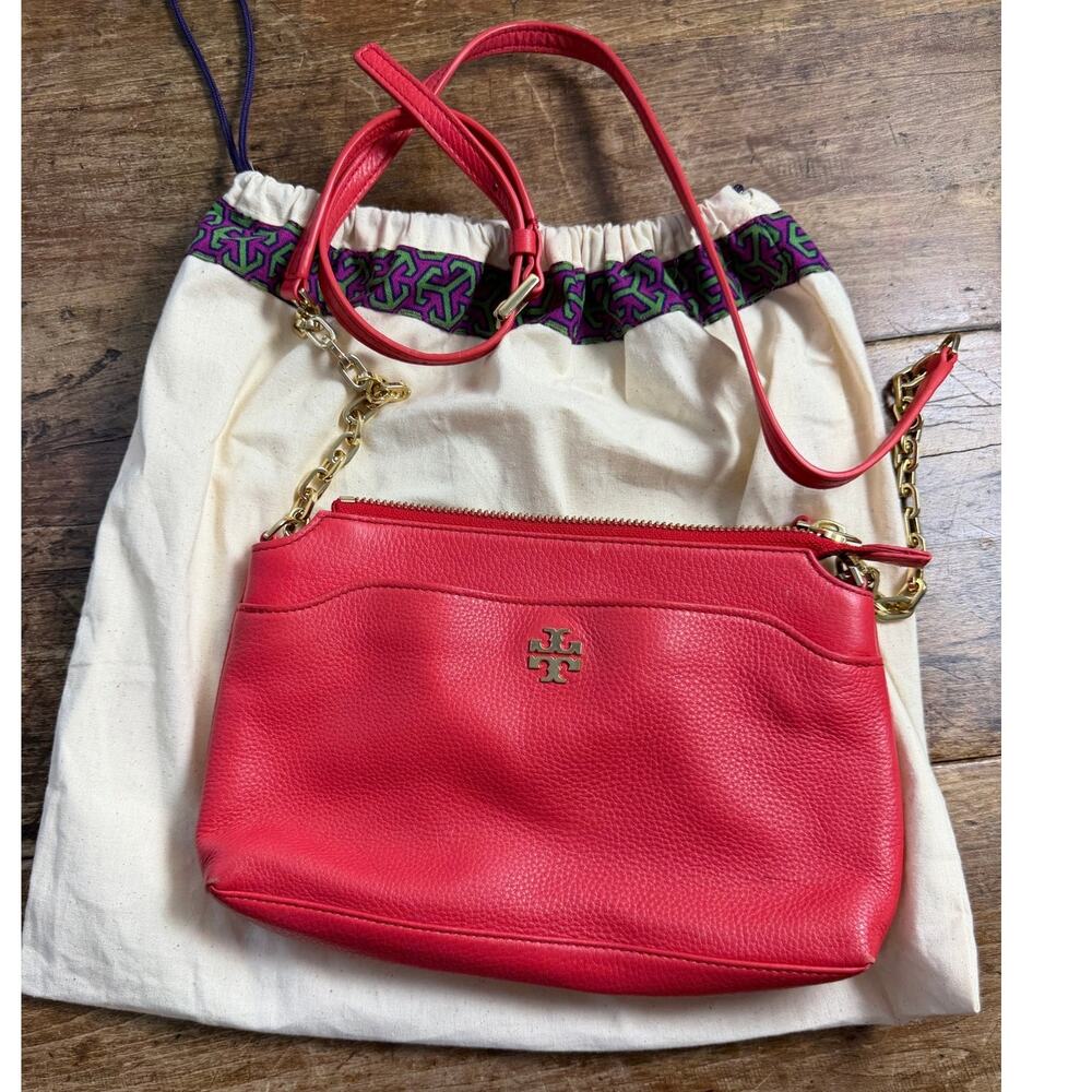 Tory Burch Red Leather Mercer Crossbody Bag
